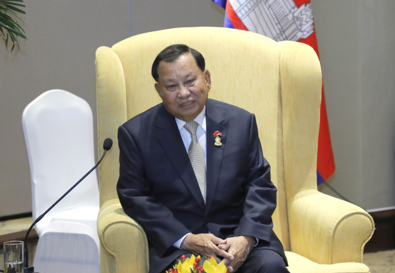 Chủ tịch Thượng viện Vương quốc Campuchia Samdech Vibolsena Pheakdei Say Chhum phát biểu